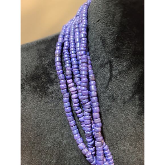 Women's Purple Multi Strand Beaded Statement Necklace With Lobster Clasp - Picture 5 of 8